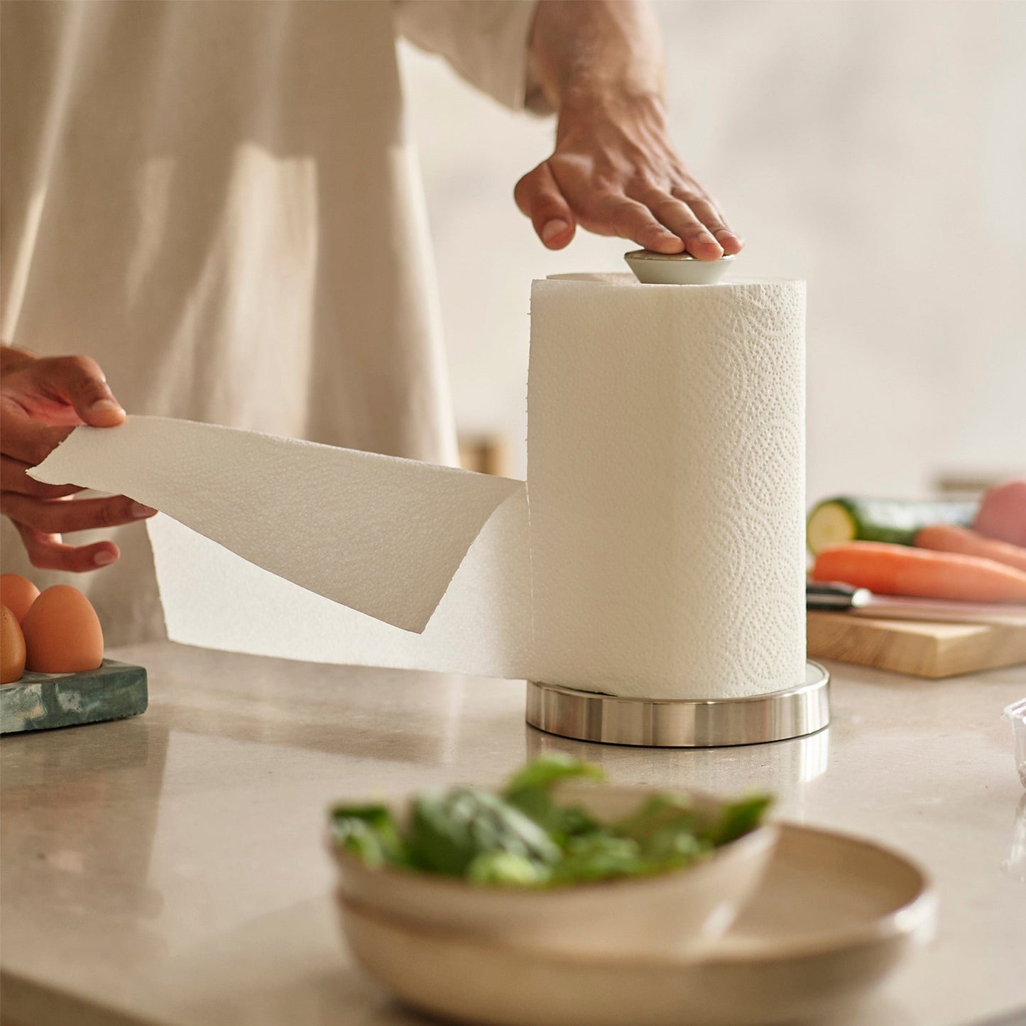 Push&Tear Kitchen Roll Holder Light Stone