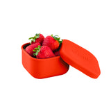 Omie Omiesnack Silicone Container 280ml Red with Strawberries inside