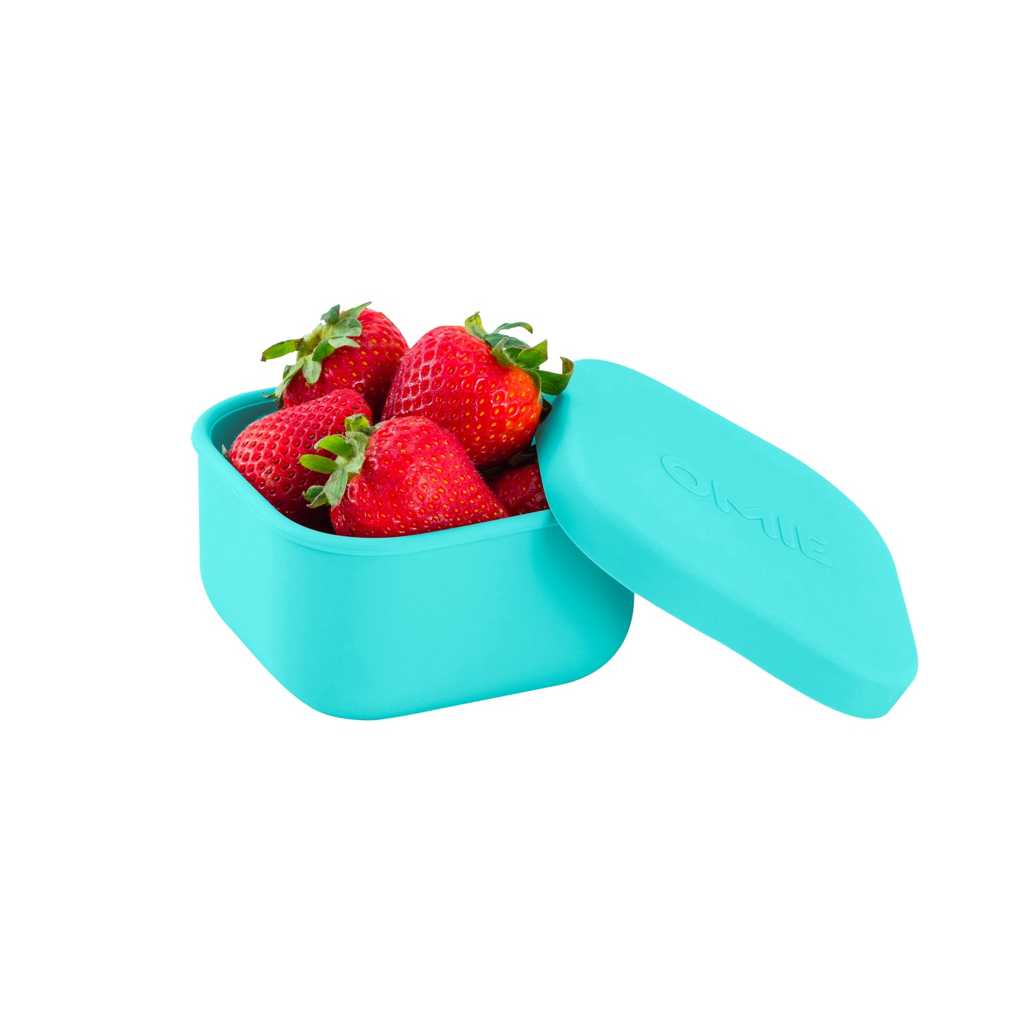 Omie Omiesnack Silicone Container 280ml - Teal with Strawberries