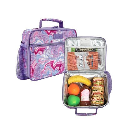 Sachi Insulated Crew Lunch Bag With Bottle Holder - Boho Marble Swirls