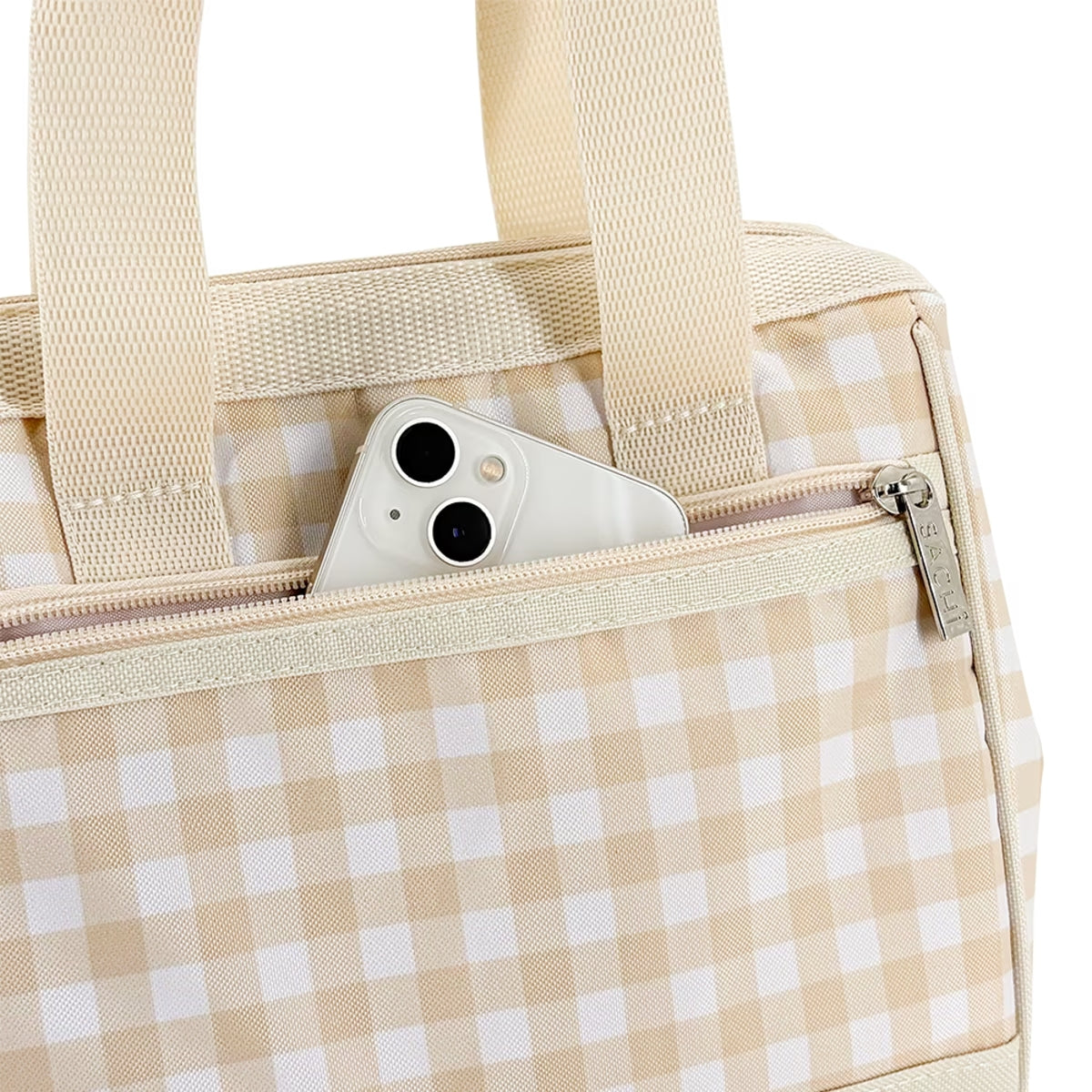 Sachi Insulated Lunch Bag - Beige Gingham