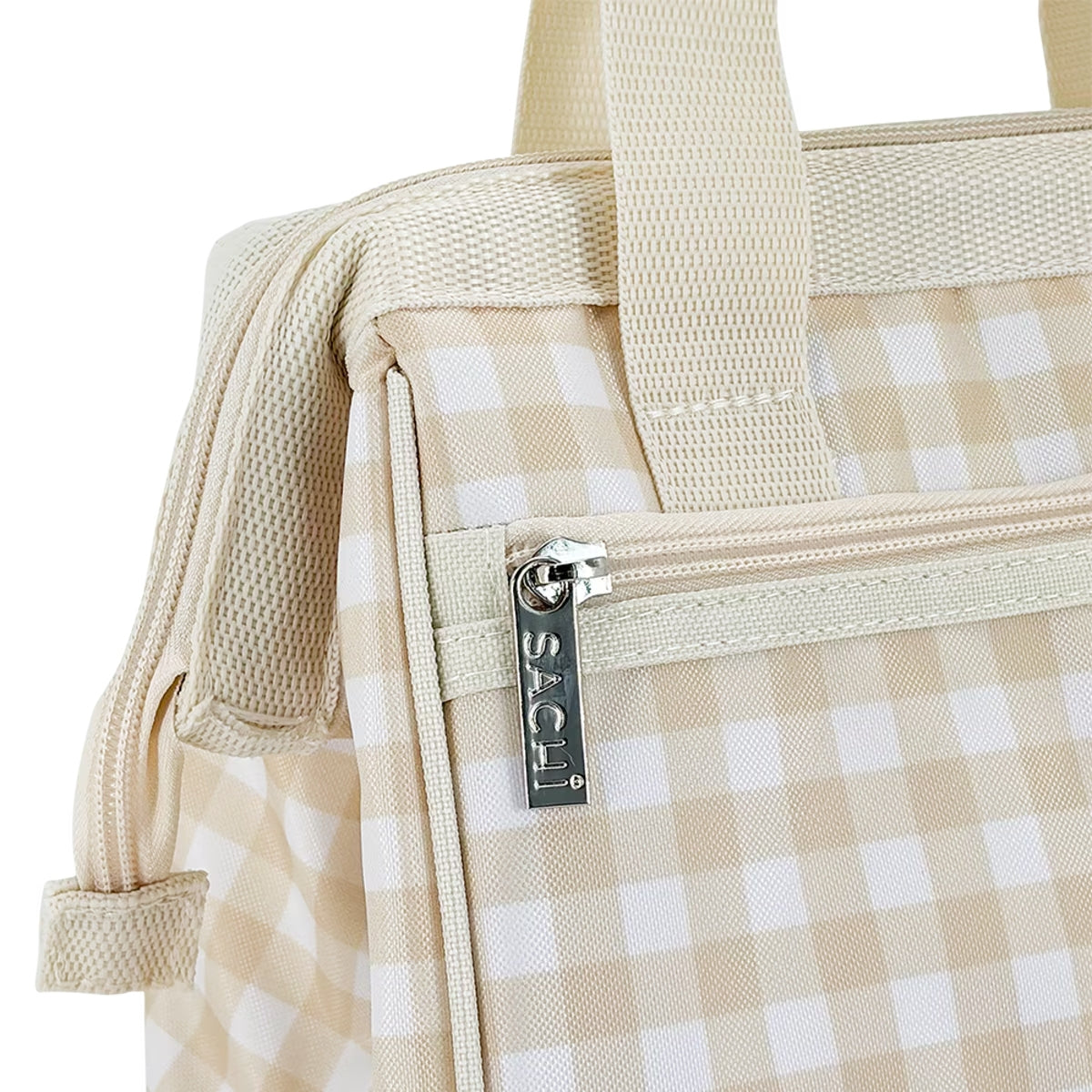 Sachi Insulated Lunch Bag - Beige Gingham