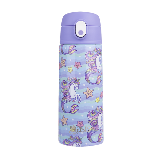 Stainless Steel D/W Ins. Drink Bottle W/Sipper 550ml Mermaid Unicorns