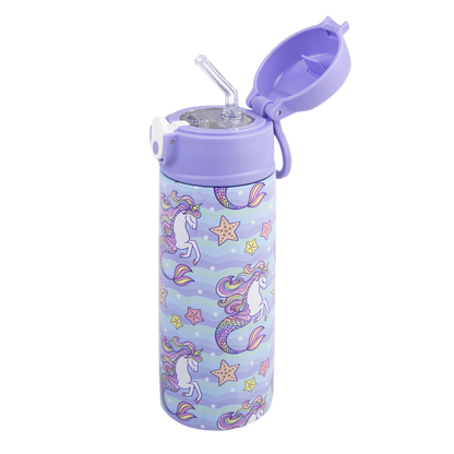 Stainless Steel D/W Ins. Drink Bottle W/Sipper 550ml Mermaid Unicorns