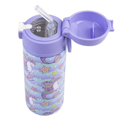 Stainless Steel D/W Ins. Drink Bottle W/Sipper 550ml Mermaid Unicorns