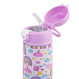 Close Up on the Sipper Lid of the Oasis Kids Insulated Water Bottle Rainbow Sky