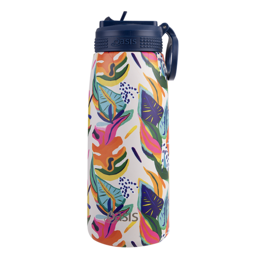 Stainless Steel D/W Ins. Sports Bottle W/ Sipper Straw Calypso Dreams