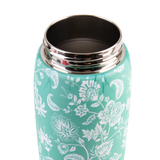 Stainless Steel D/W Ins. Sports Bottle W/ Sipper Straw Green Paisley