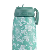 Stainless Steel D/W Ins. Sports Bottle W/ Sipper Straw Green Paisley