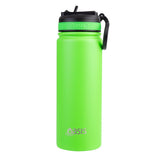 Stainless Steel D/W Ins. Challenger Bottle W/Sipper Straw Neon Green