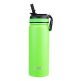 Stainless Steel D/W Ins. Challenger Bottle W/Sipper Straw Neon Green