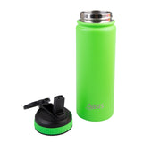 Stainless Steel D/W Ins. Challenger Bottle W/Sipper Straw Neon Green