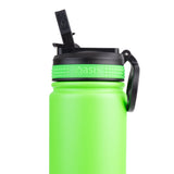 Stainless Steel D/W Ins. Challenger Bottle W/Sipper Straw Neon Green