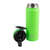 Stainless Steel D/W Ins. Challenger Bottle W/Sipper Straw Neon Green