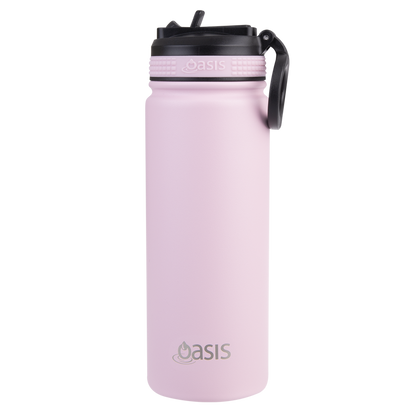 Oasis Insulated Challenger Bottle with SIpper Straw 550ml Carnation