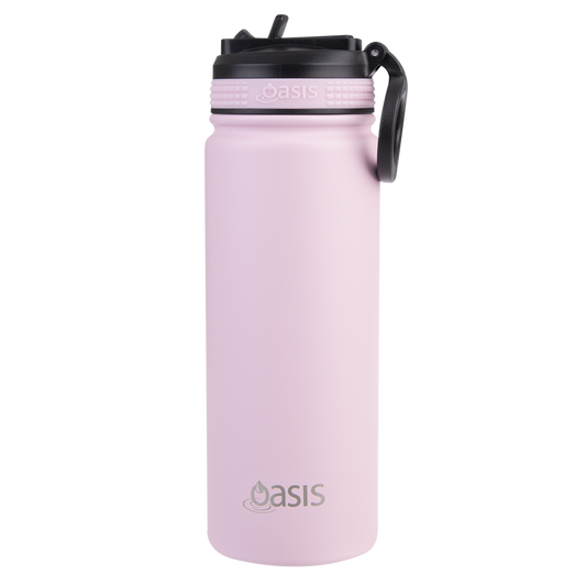 Oasis Insulated Challenger Bottle with SIpper Straw 550ml Carnation