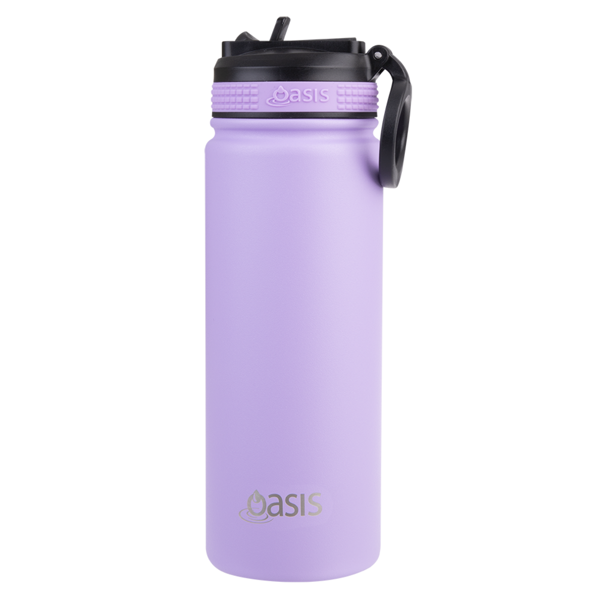 Oasis Insualted Challenger Bottle with Sipper Straw 550ml Lavender