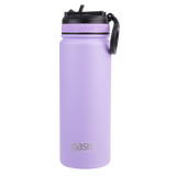 Oasis Insualted Challenger Bottle with Sipper Straw 550ml Lavender
