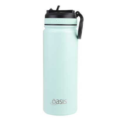 Oasis Insualted Challenger Bottle with Sipper Straw 550ml Mint