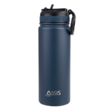 Oasis Insulated Challenger Bottle with Sipper Straw 550ml Navy