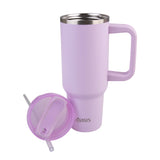 Oasis Commuter Travel Tumbler S/S Lid Off Next to Tumbler Orchid