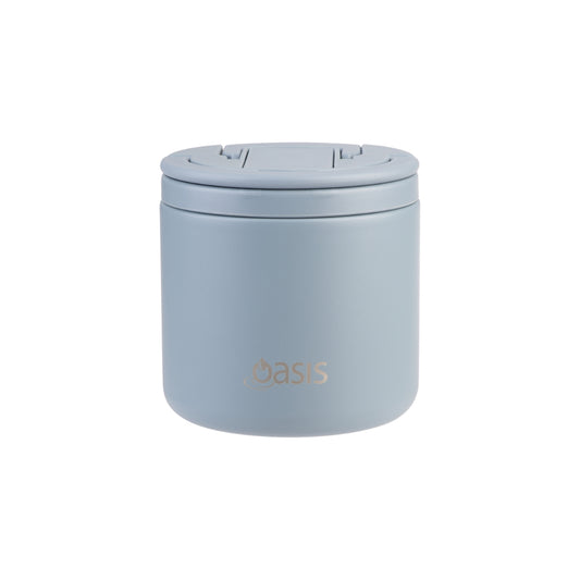 Oasis Quick Release Insulated Food Pod With Spork 500ml - Hazy Blue