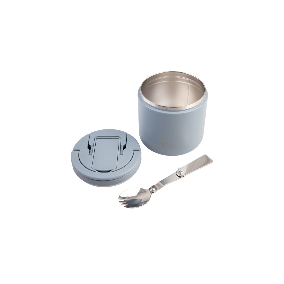 Oasis Quick Release Insulated Food Pod With Spork 500ml - Hazy Blue
