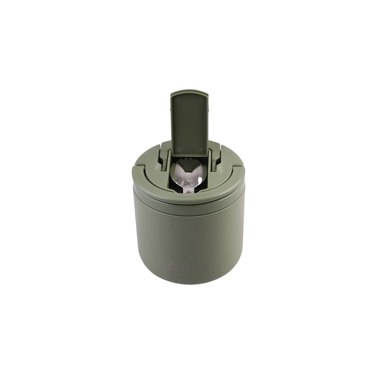 Oasis Quick Release Insulated Food Pod With Spork 550ml - Olive Green