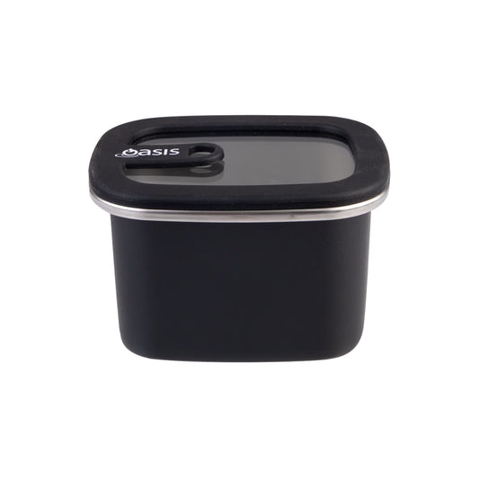 Oasis Microwave Safe Rectangular Stainless Steel Container 500ml - Black
