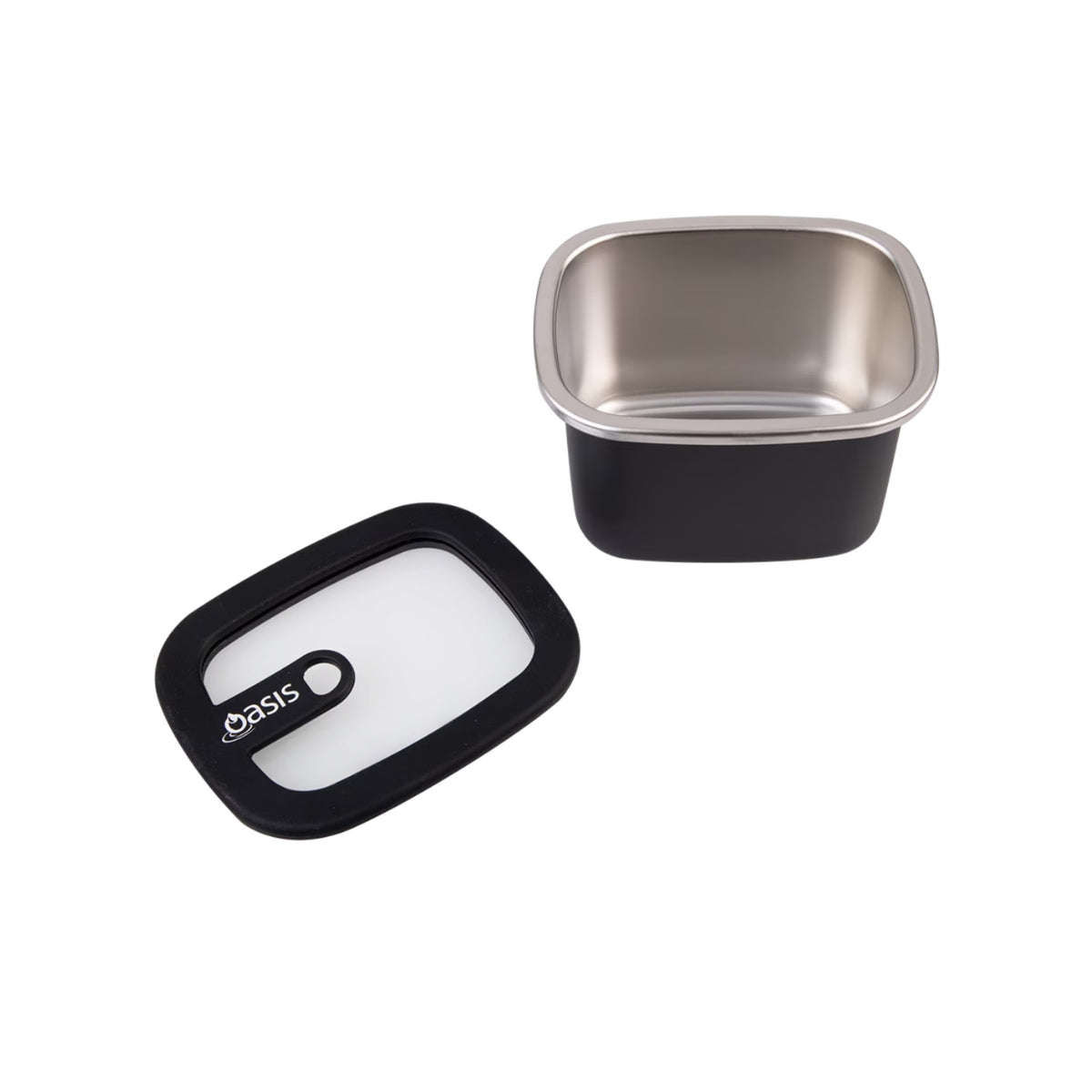 Oasis Microwave Safe Rectangular Stainless Steel Container 500ml - Black