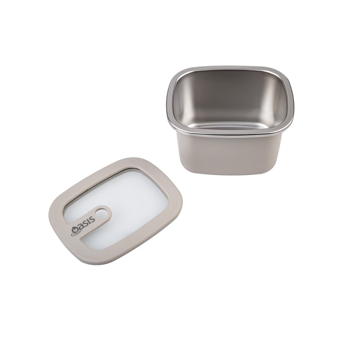 Oasis Microwave Safe Rectangular Stainless Steel Container 500ml - Oat