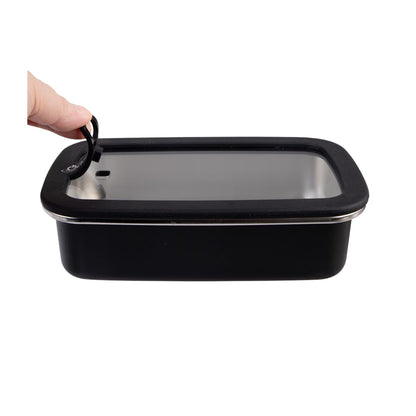 Oasis Microwave Safe Rectangular Stainless Steel Container 700ml - Black