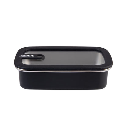 Oasis Microwave Safe Rectangular Stainless Steel Container 700ml - Black