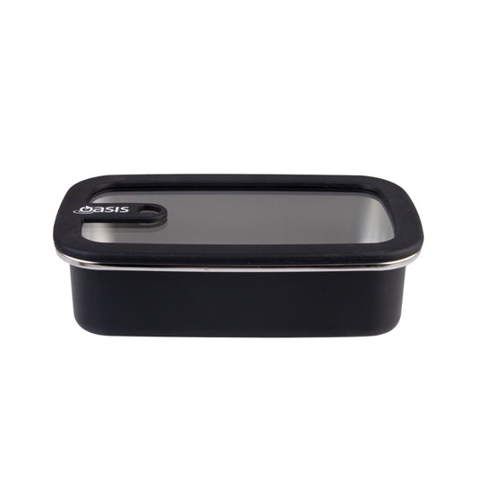 Oasis Microwave Safe Rectangular Stainless Steel Container 700ml - Black