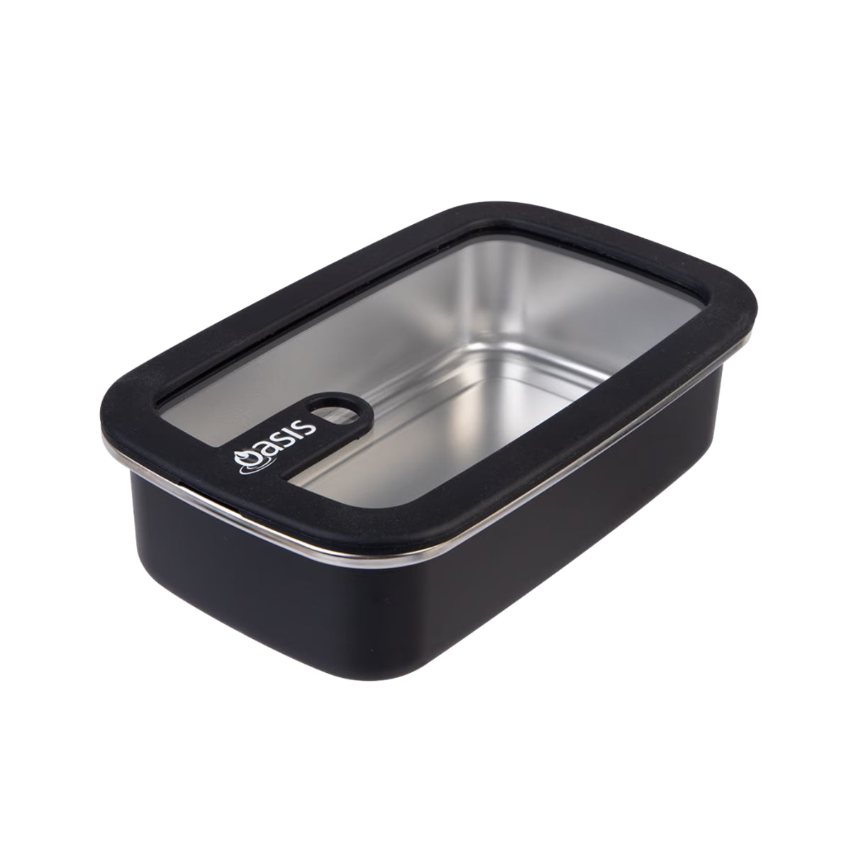 Oasis Microwave Safe Rectangular Stainless Steel Container 700ml - Black