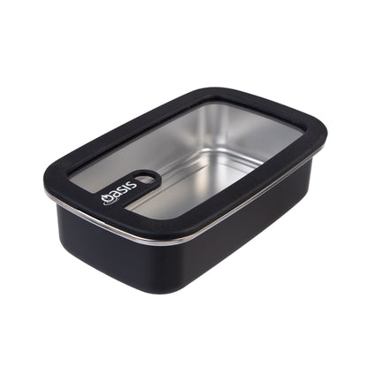 Oasis Microwave Safe Rectangular Stainless Steel Container 700ml - Black