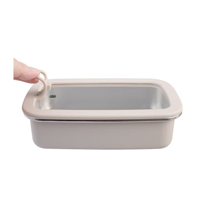 Oasis Microwave Safe Rectangular Stainless Steel Container 700ml - Oat