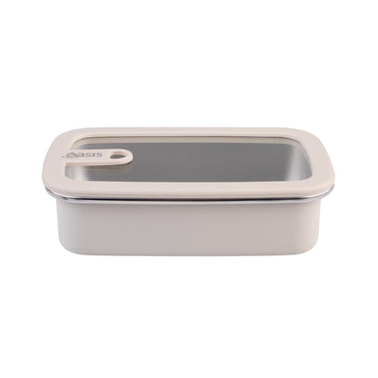 Oasis Microwave Safe Rectangular Stainless Steel Container 700ml - Oat