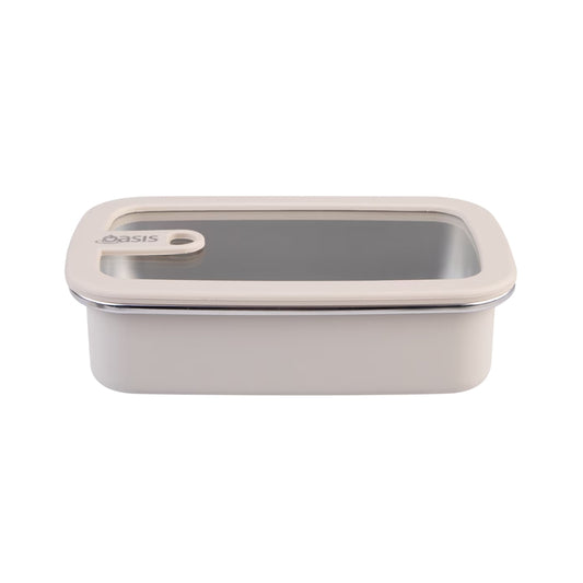 Oasis Microwave Safe Rectangular Stainless Steel Container 700ml - Oat