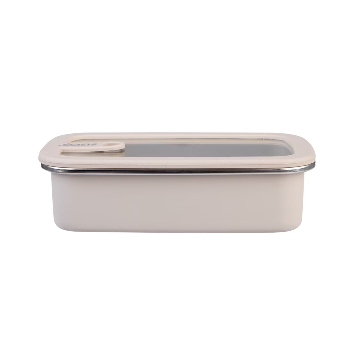 Oasis Microwave Safe Rectangular Stainless Steel Container 700ml - Oat