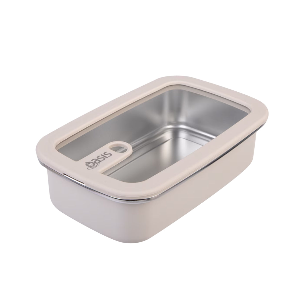 Oasis Microwave Safe Rectangular Stainless Steel Container 700ml - Oat