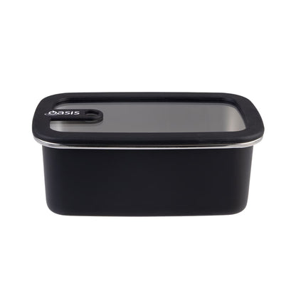 Oasis Microwave Safe Rectangular Stainless Steel Container 1.1L - Black