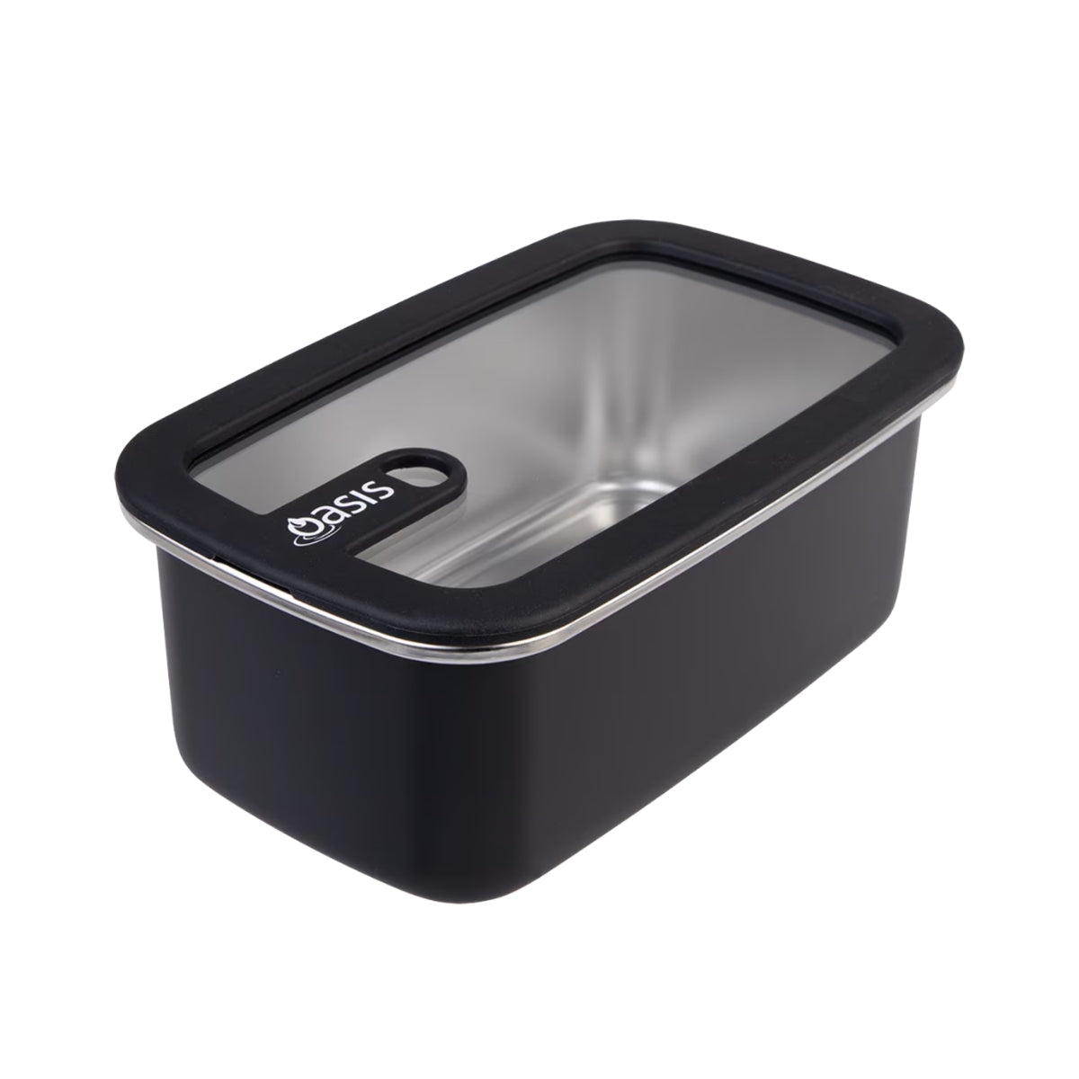 Oasis Microwave Safe Rectangular Stainless Steel Container 1.1L - Black