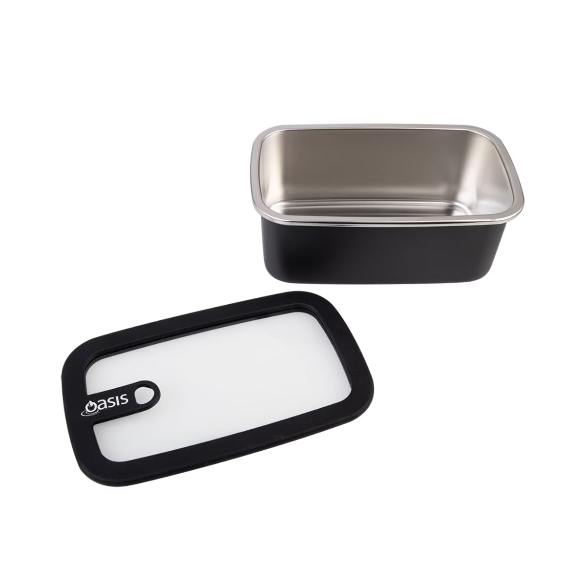 Oasis Microwave Safe Rectangular Stainless Steel Container 1.1L - Black