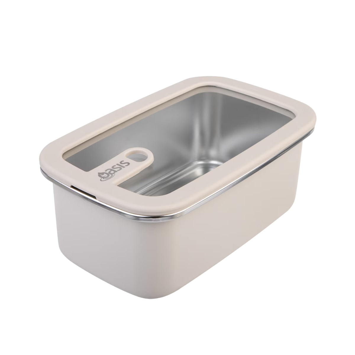 Oasis Microwave Safe Rectangular Stainless Steel Container 1.1L - Oat