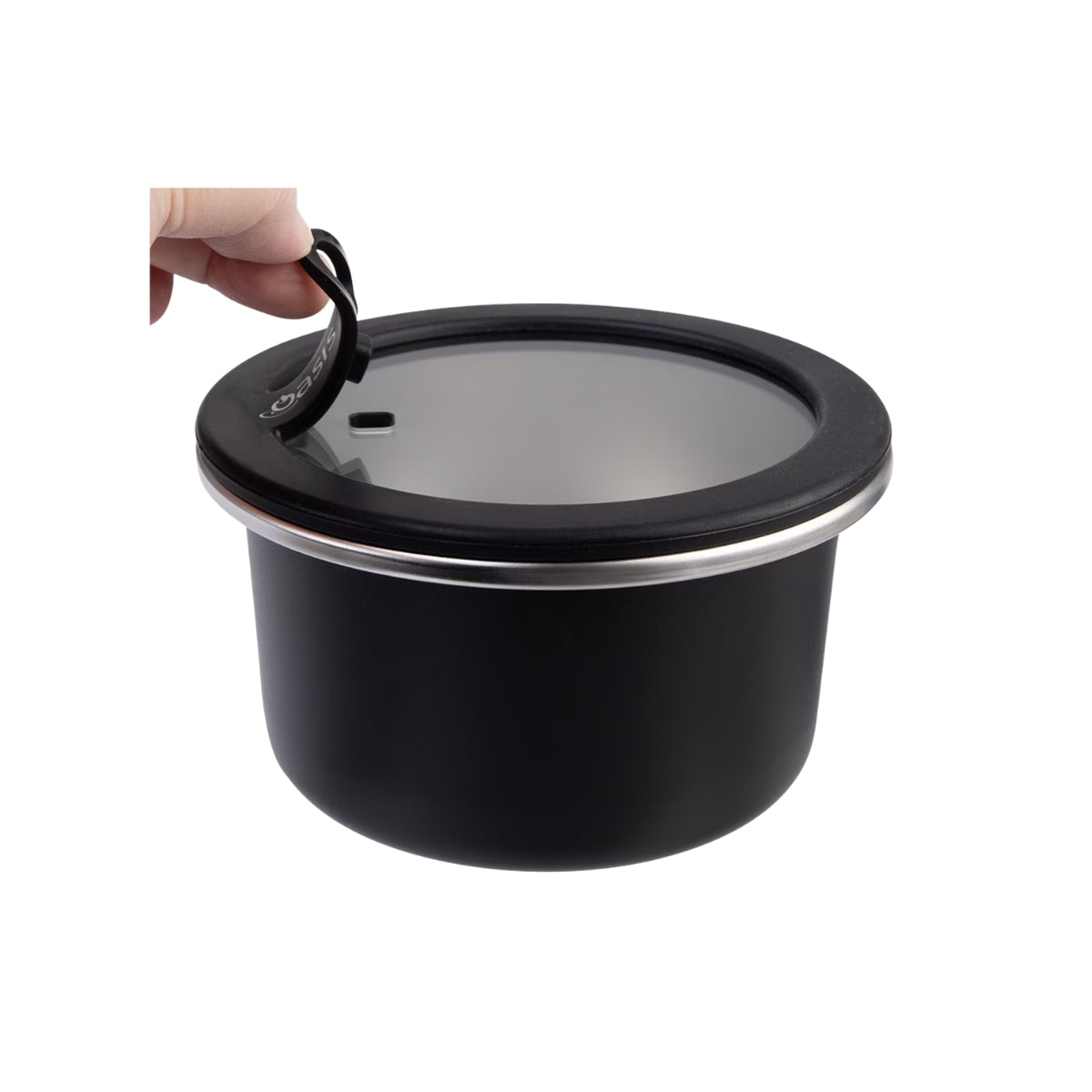 Oasis Microwave Safe Round Stainless Steel Container 680ml - Black
