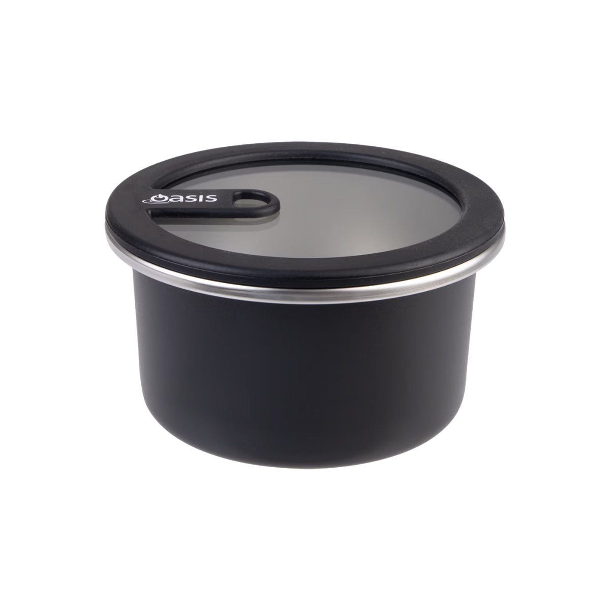 Oasis Microwave Safe Round Stainless Steel Container 680ml - Black