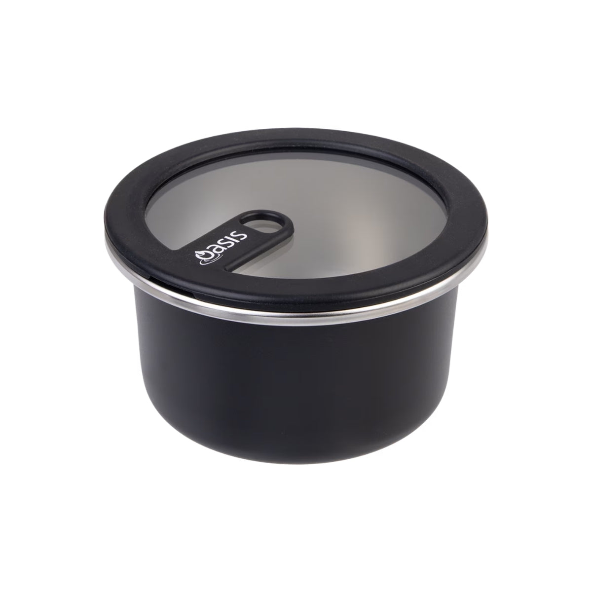 Oasis Microwave Safe Round Stainless Steel Container 680ml - Black