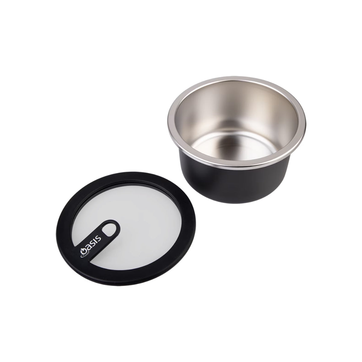 Oasis Microwave Safe Round Stainless Steel Container 680ml - Black