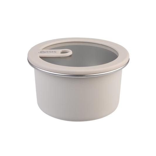 Oasis Microwave Safe Round Stainless Steel Container 680ml - Oat